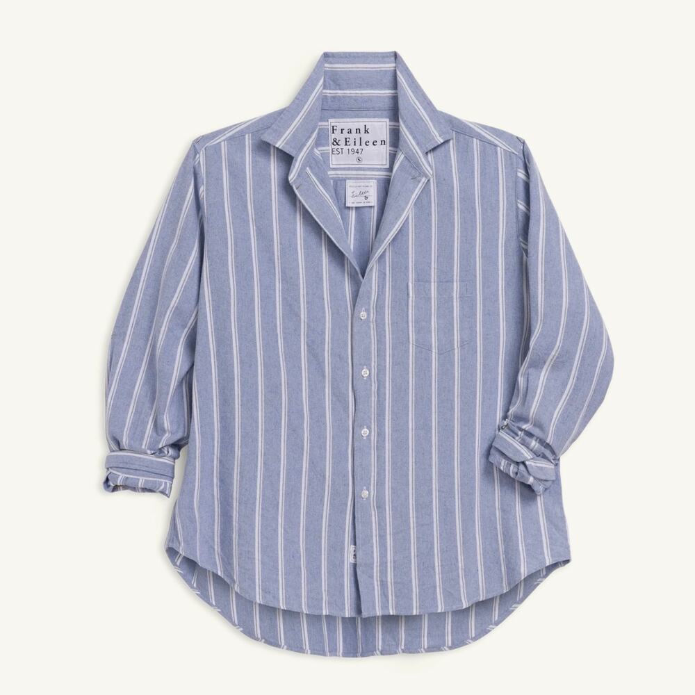 Frank & Eileen - Eileen Relaxed Button-Up Shirt - Blue + White - Size M